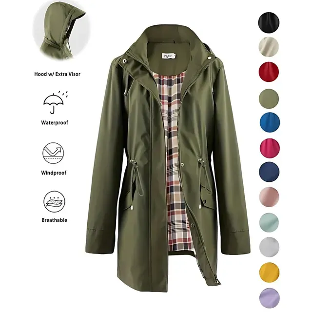 ✨LAST DAY SALE 50% OFF✨🧥Women's Long Hooded Rain Jacket Outdoor Raincoat Windbreaker